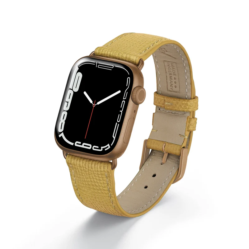 Apple Watch 1-9 Uhrenarmband AvelloStrap von Happel, Rindsleder, handgefertigt, Sand