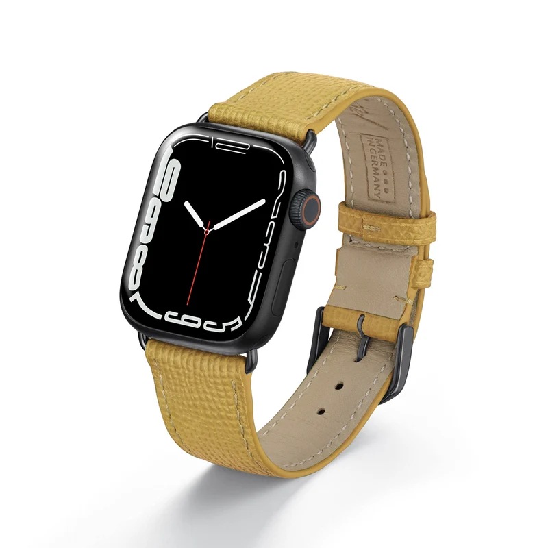 Apple Watch 1-9 Uhrenarmband AvelloStrap von Happel, Rindsleder, handgefertigt, Sand