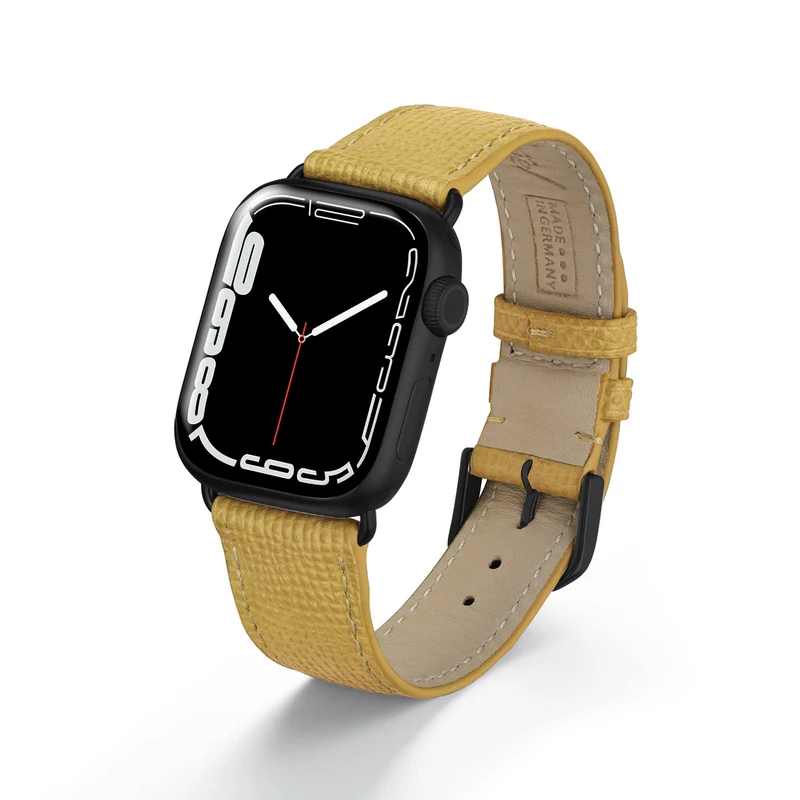 Apple Watch 1-9 Uhrenarmband AvelloStrap von Happel, Rindsleder, handgefertigt, Sand