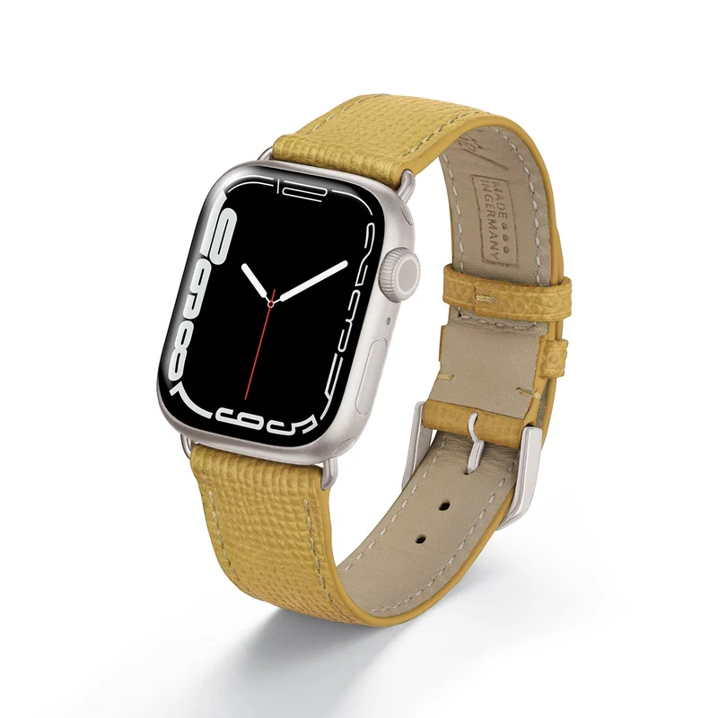 Apple Watch 1-9 Uhrenarmband AvelloStrap von Happel, Rindsleder, handgefertigt, Sand