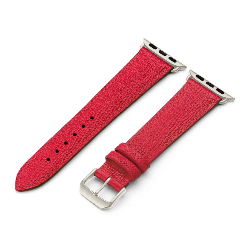 Apple Watch 1-9 Uhrenarmband AvelloStrap von Happel, Rindsleder, handgefertigt, Rot