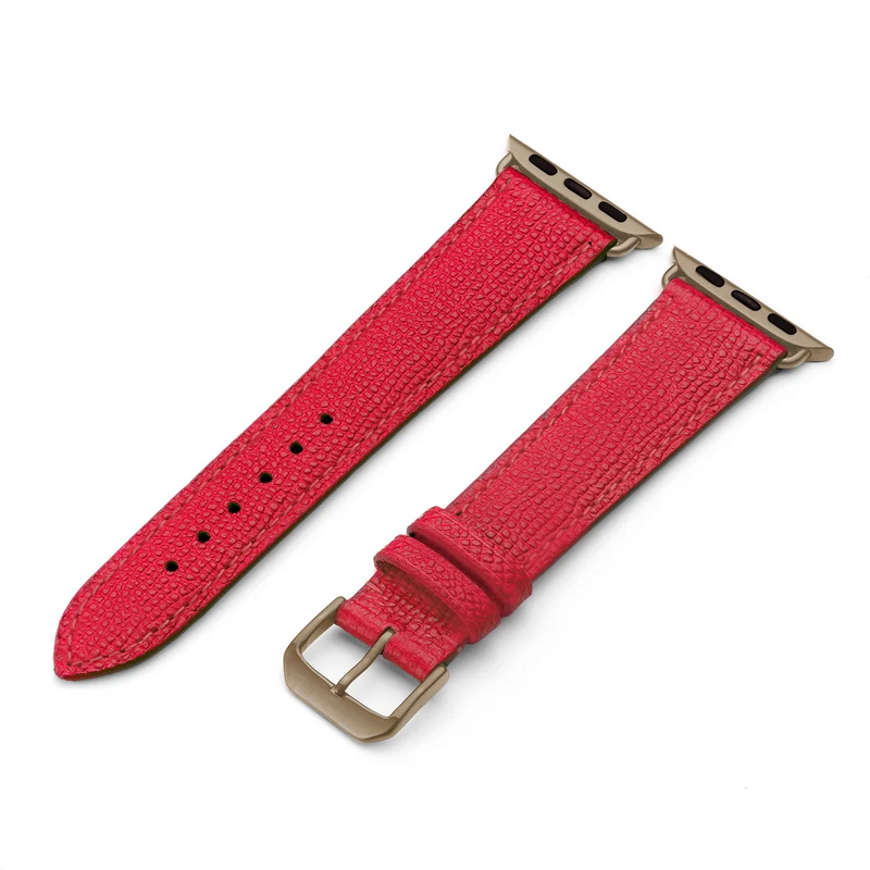 Apple Watch 1-9 Uhrenarmband AvelloStrap von Happel, Rindsleder, handgefertigt, Rot