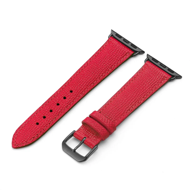 Apple Watch 1-9 Uhrenarmband AvelloStrap von Happel, Rindsleder, handgefertigt, Rot
