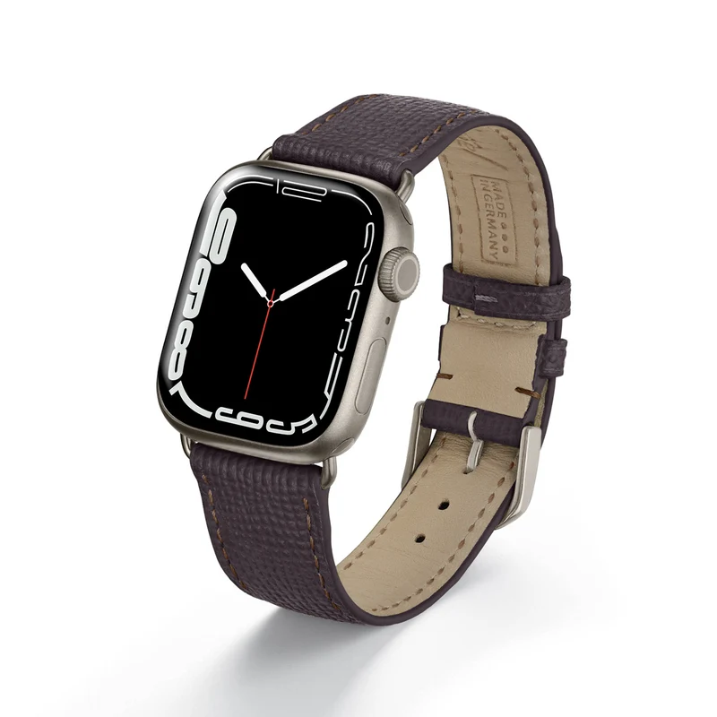 Apple Watch 1-9 Uhrenarmband AvelloStrap von Happel, Rindsleder, handgefertigt, Mokka