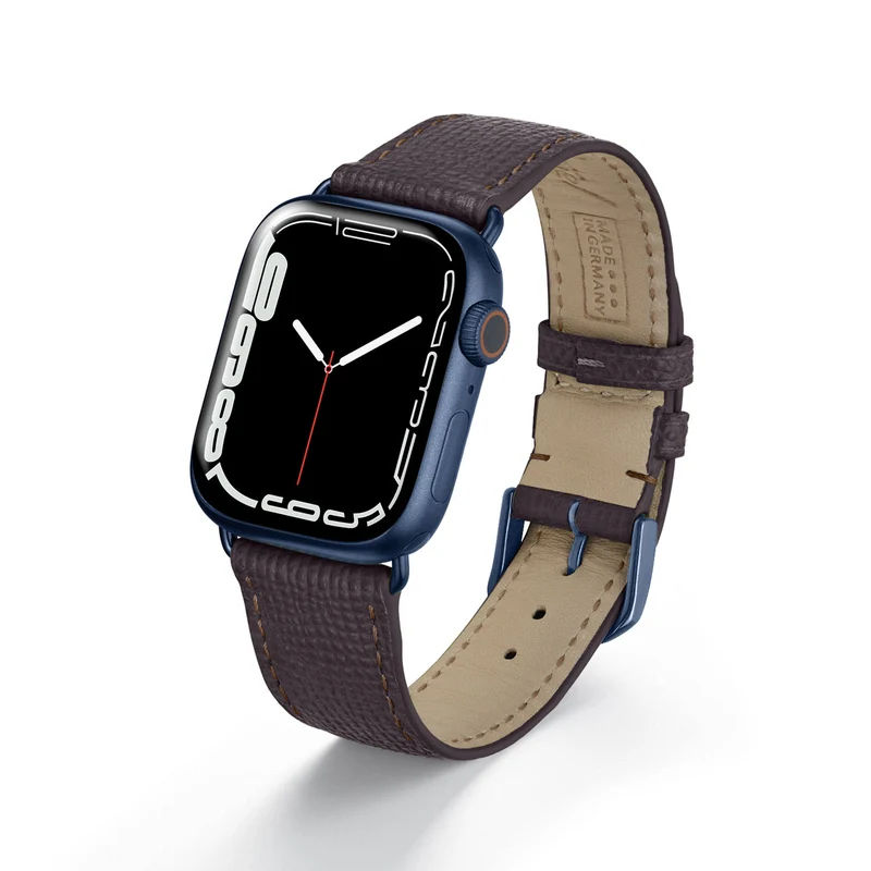 Apple Watch 1-9 Uhrenarmband AvelloStrap von Happel, Rindsleder, handgefertigt, Mokka