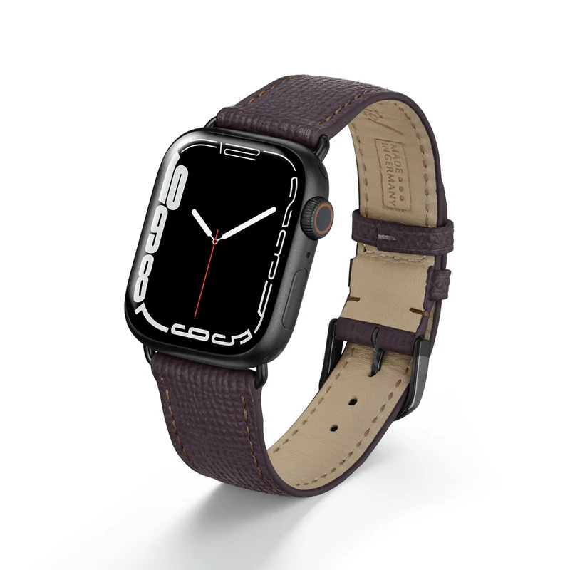 Apple Watch 1-9 Uhrenarmband AvelloStrap von Happel, Rindsleder, handgefertigt, Mokka