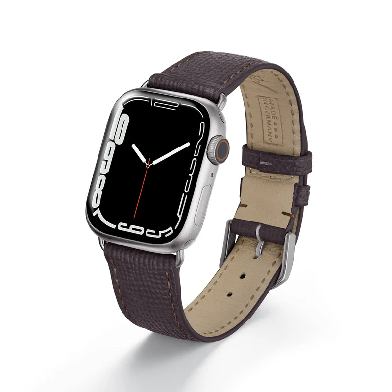 Apple Watch 1-9 Uhrenarmband AvelloStrap von Happel, Rindsleder, handgefertigt, Mokka