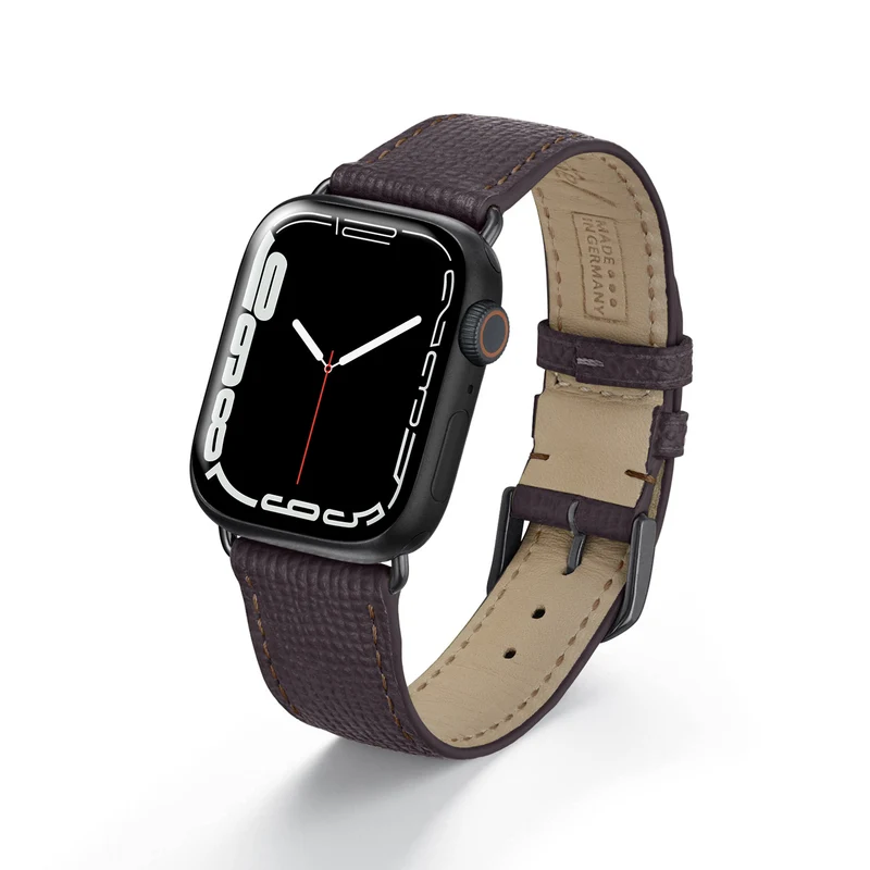 Apple Watch 1-9 Uhrenarmband AvelloStrap von Happel, Rindsleder, handgefertigt, Mokka
