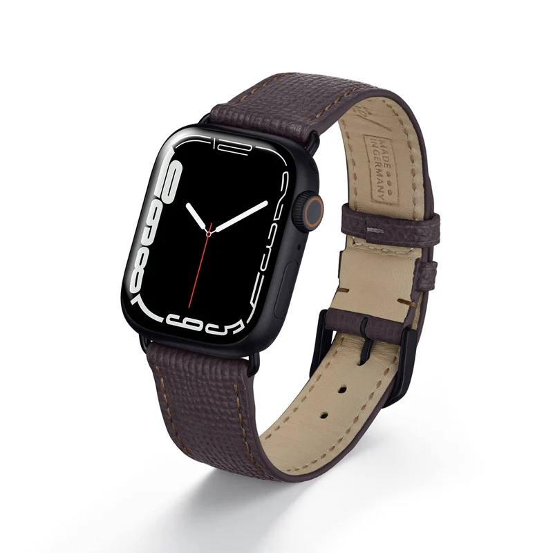 Apple Watch 1-9 Uhrenarmband AvelloStrap von Happel, Rindsleder, handgefertigt, Mokka