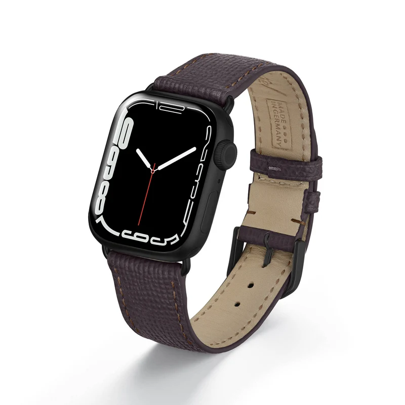 Apple Watch 1-9 Uhrenarmband AvelloStrap von Happel, Rindsleder, handgefertigt, Mokka