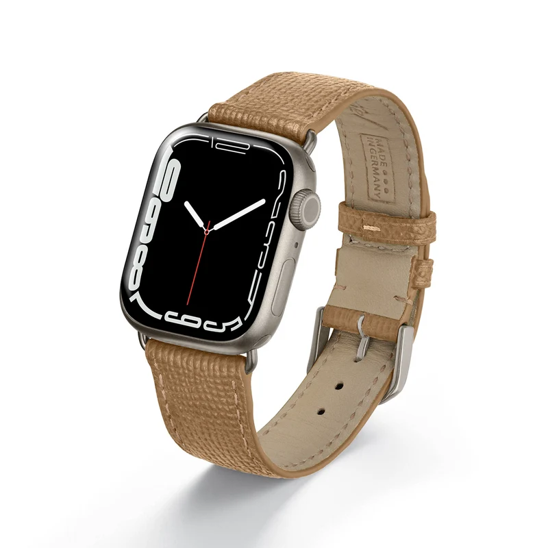 Apple Watch 1-9 Uhrenarmband AvelloStrap von Happel, Rindsleder, handgefertigt, Kaschmir