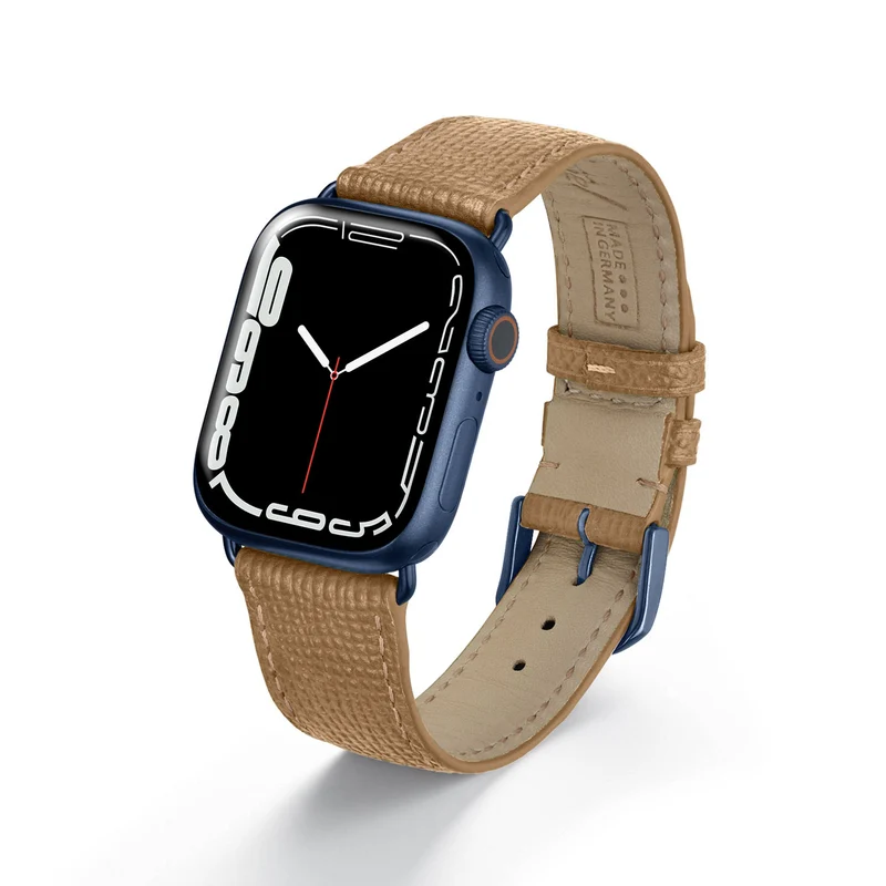 Apple Watch 1-9 Uhrenarmband AvelloStrap von Happel, Rindsleder, handgefertigt, Kaschmir