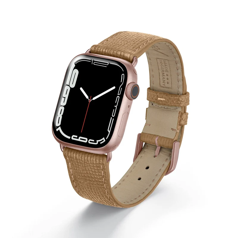 Apple Watch 1-9 Uhrenarmband AvelloStrap von Happel, Rindsleder, handgefertigt, Kaschmir