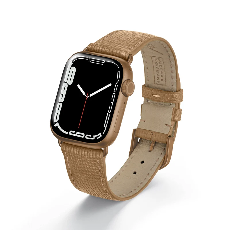 Apple Watch 1-9 Uhrenarmband AvelloStrap von Happel, Rindsleder, handgefertigt, Kaschmir