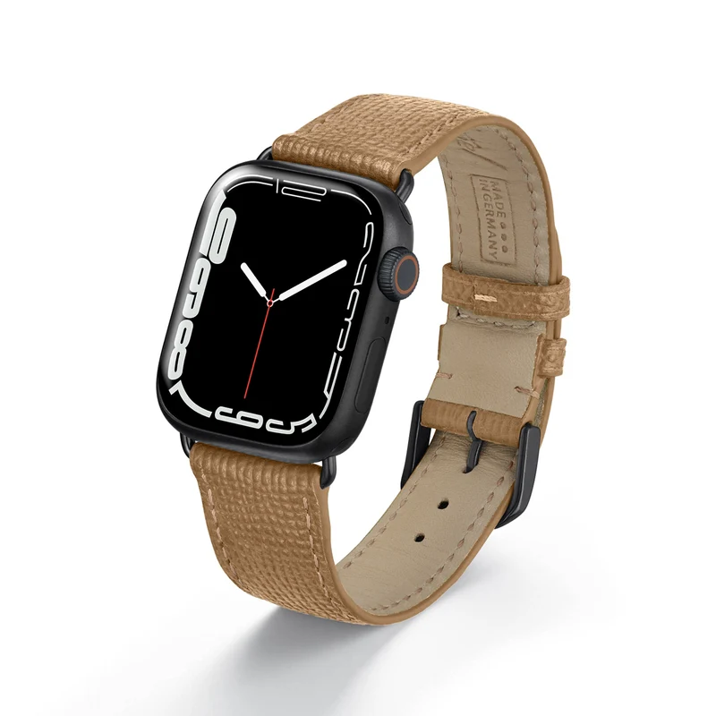 Apple Watch 1-9 Uhrenarmband AvelloStrap von Happel, Rindsleder, handgefertigt, Kaschmir