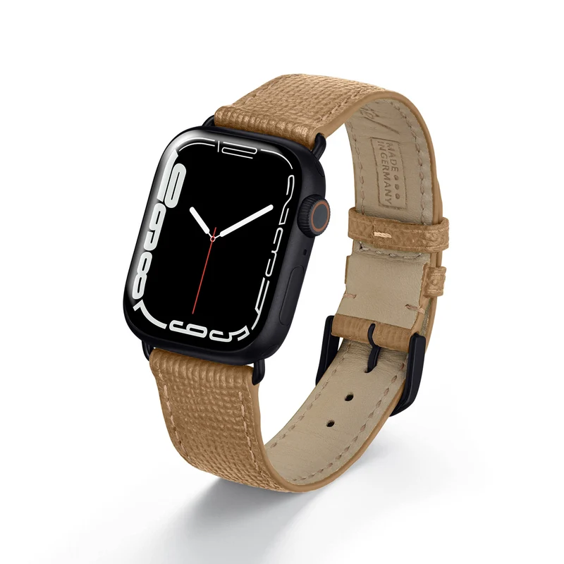Apple Watch 1-9 Uhrenarmband AvelloStrap von Happel, Rindsleder, handgefertigt, Kaschmir