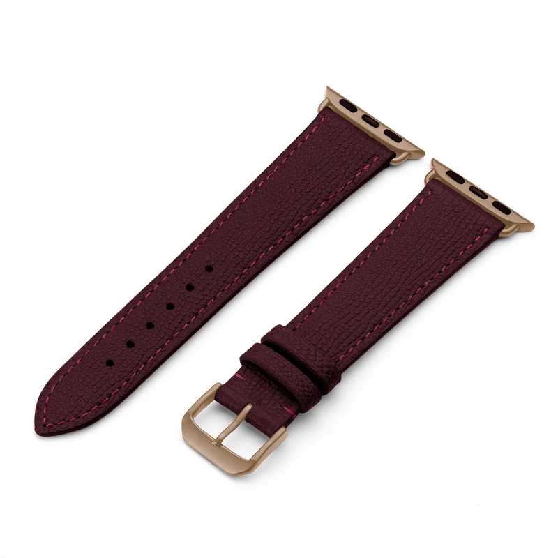 Apple Watch 1-9 Uhrenarmband AvelloStrap von Happel, Rindsleder, handgefertigt, Bordeaux