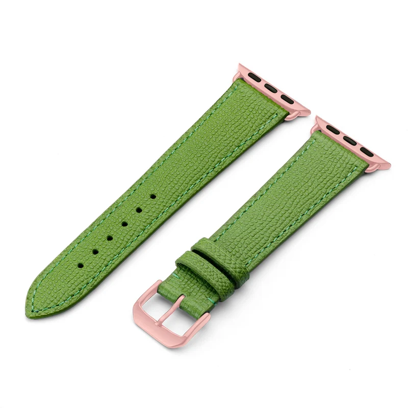 Apple Watch 1-9 Uhrenarmband AvelloStrap von Happel, Rindsleder, handgefertigt, Apfelgrün