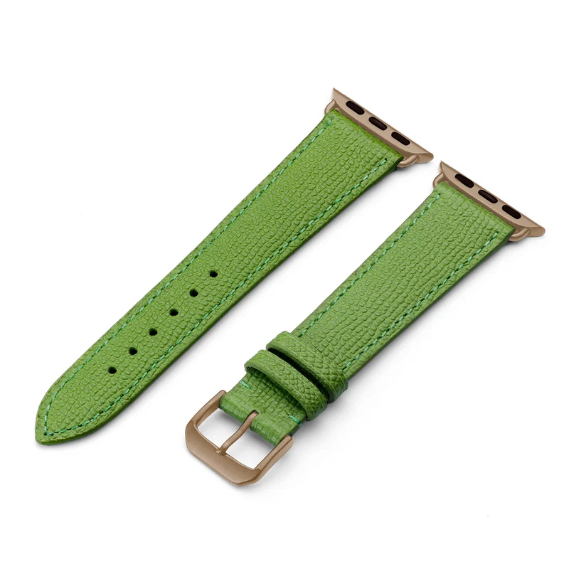Apple Watch 1-9 Uhrenarmband AvelloStrap von Happel, Rindsleder, handgefertigt, Apfelgrün
