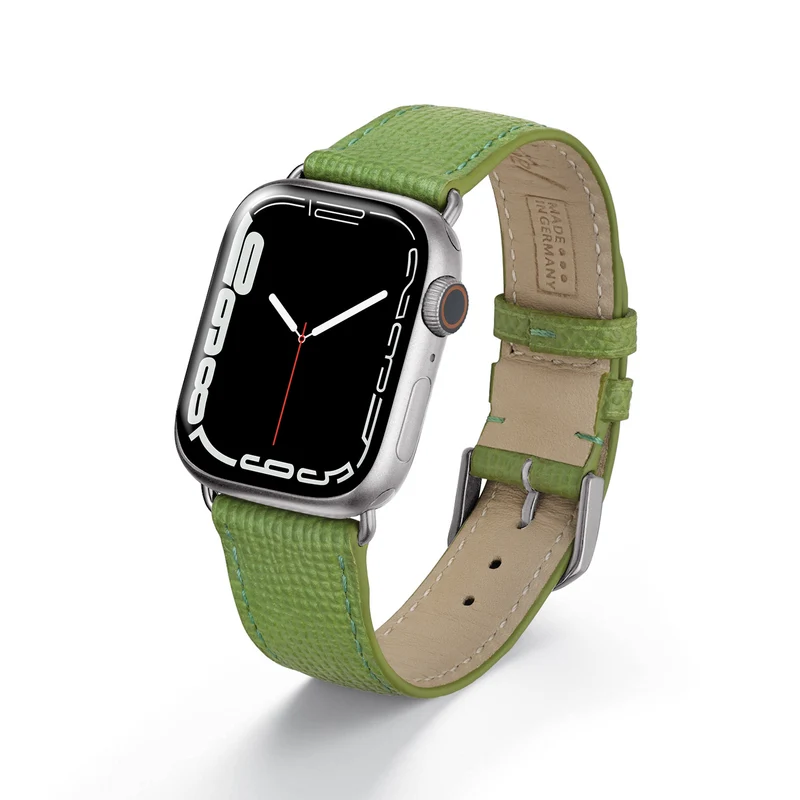 Apple Watch 1-9 Uhrenarmband AvelloStrap von Happel, Rindsleder, handgefertigt, Apfelgrün
