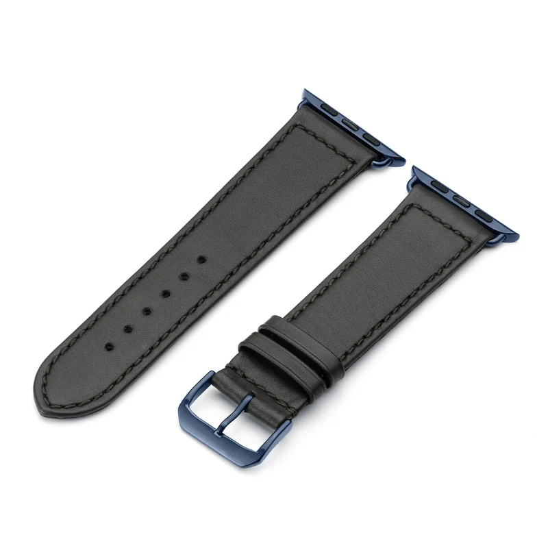Apple Watch Uhrenarmband EcoChic von Happel, Rindsleder, handgefertigt, wasserfest, Schwarz