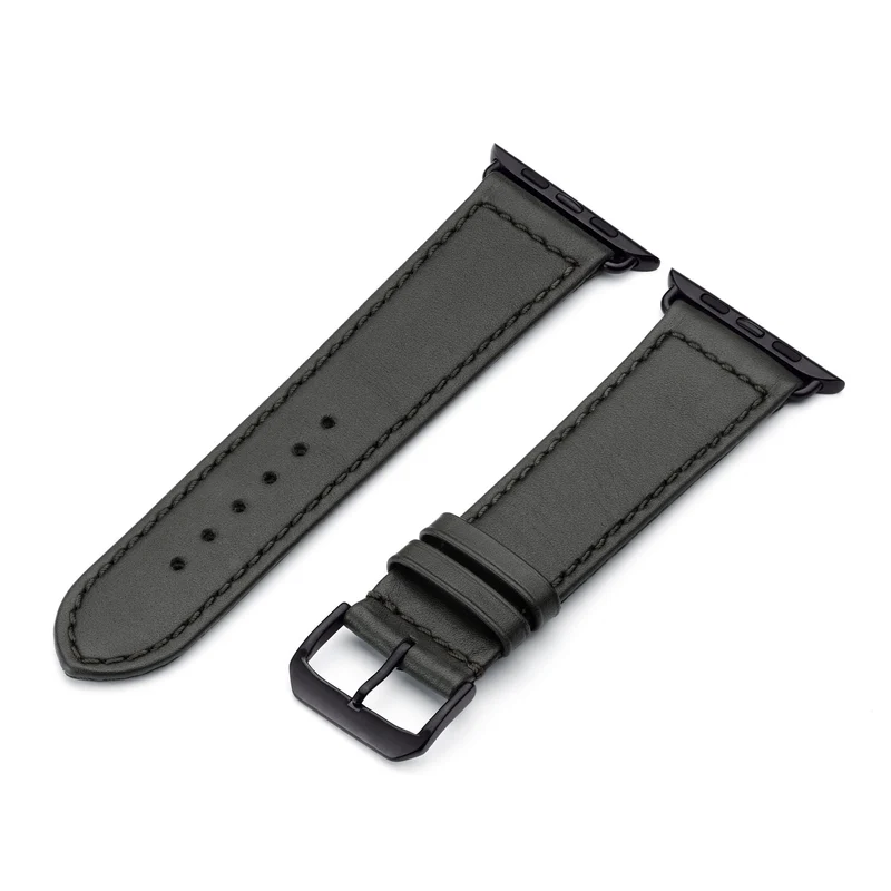 Apple Watch Uhrenarmband EcoChic von Happel, Rindsleder, handgefertigt, wasserfest, Schwarz