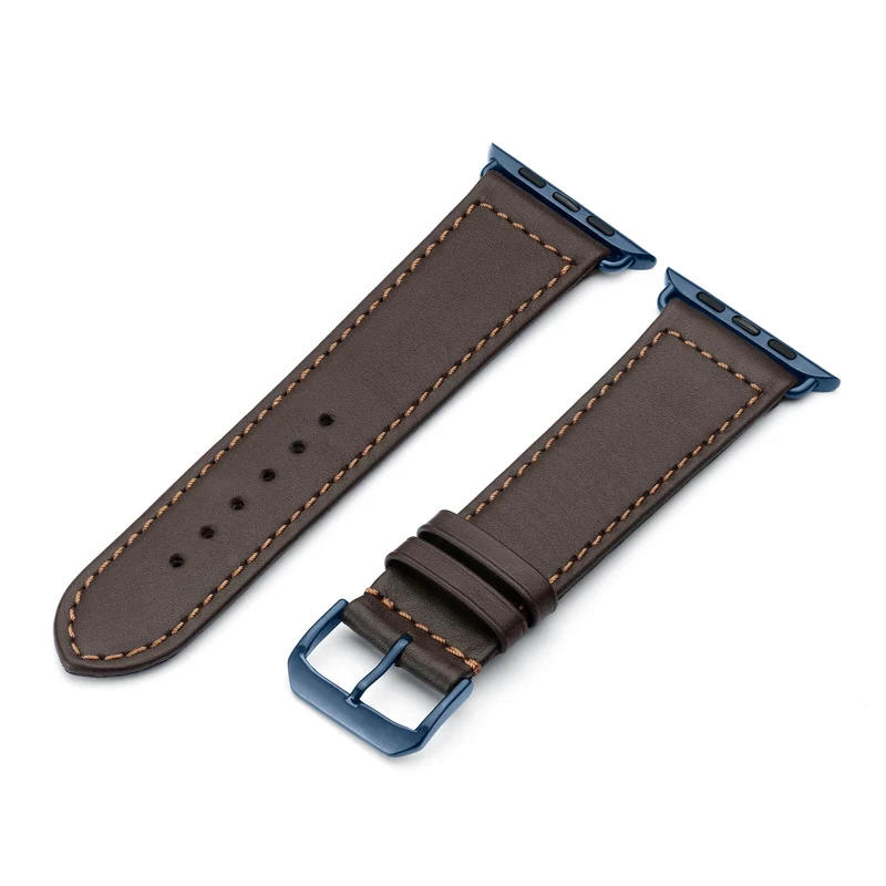 Apple Watch Uhrenarmband EcoChic von Happel, Rindsleder, handgefertigt, wasserfest, Mokka
