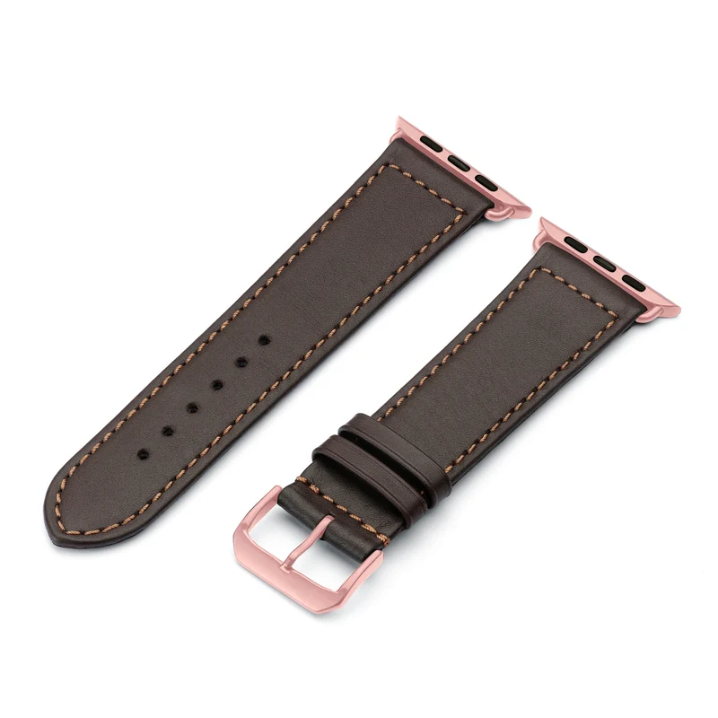 Apple Watch Uhrenarmband EcoChic von Happel, Rindsleder, handgefertigt, wasserfest, Mokka