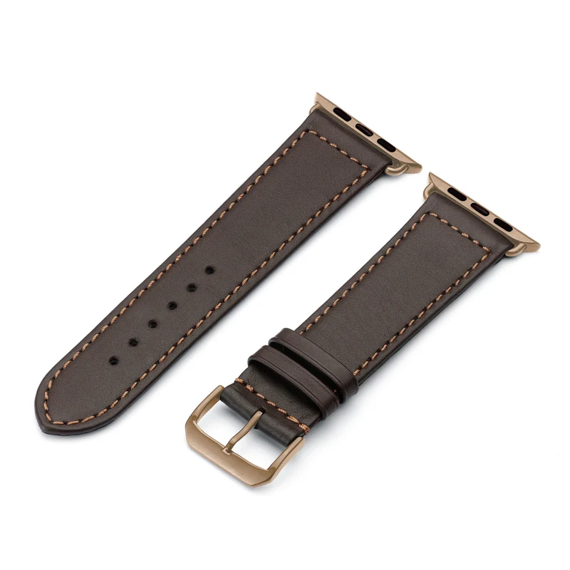Apple Watch Uhrenarmband EcoChic von Happel, Rindsleder, handgefertigt, wasserfest, Mokka