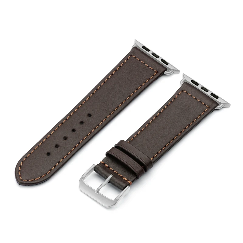 Apple Watch Uhrenarmband EcoChic von Happel, Rindsleder, handgefertigt, wasserfest, Mokka