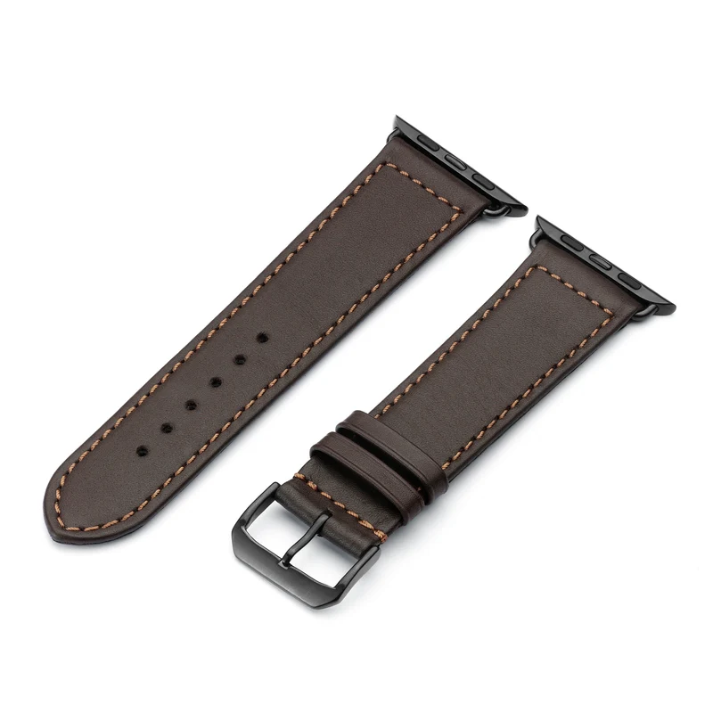 Apple Watch Uhrenarmband EcoChic von Happel, Rindsleder, handgefertigt, wasserfest, Mokka