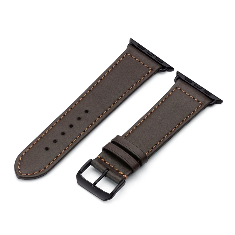 Apple Watch Uhrenarmband EcoChic von Happel, Rindsleder, handgefertigt, wasserfest, Mokka