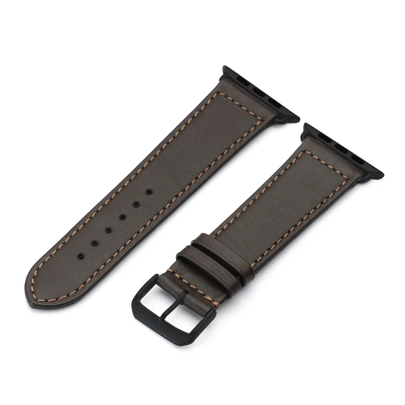 Apple Watch Uhrenarmband EcoChic von Happel, Rindsleder, handgefertigt, wasserfest, Mokka