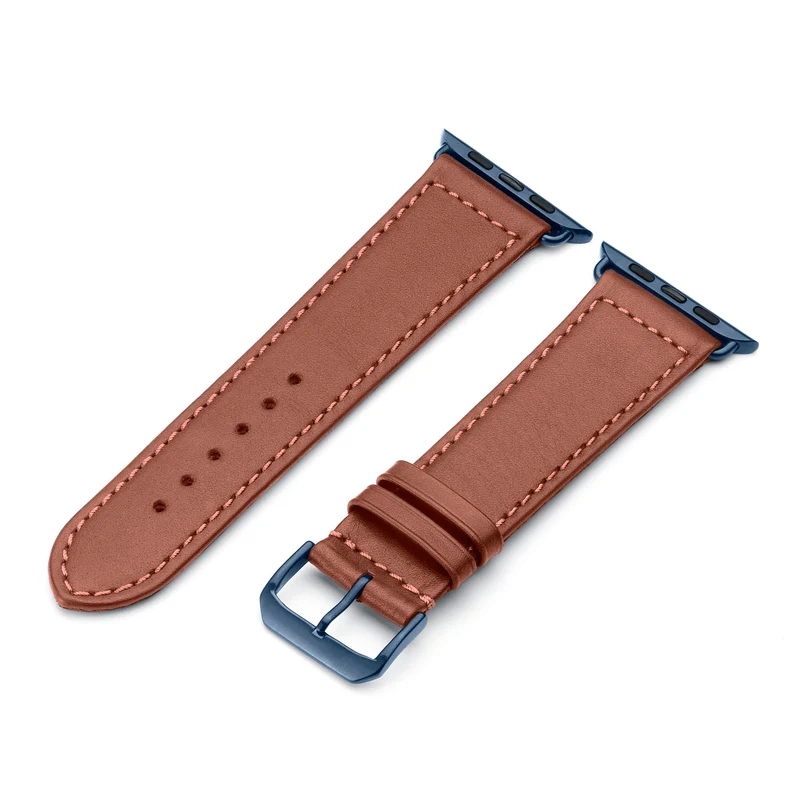 Apple Watch Uhrenarmband EcoChic von Happel, Rindsleder, handgefertigt, wasserfest, Mahagoni