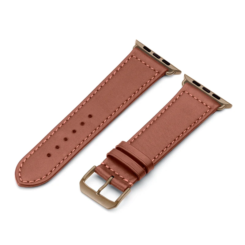 Apple Watch Uhrenarmband EcoChic von Happel, Rindsleder, handgefertigt, wasserfest, Mahagoni