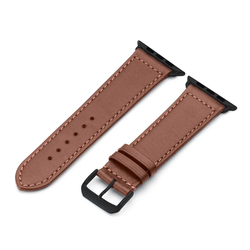 Apple Watch Uhrenarmband EcoChic von Happel, Rindsleder, handgefertigt, wasserfest, Mahagoni