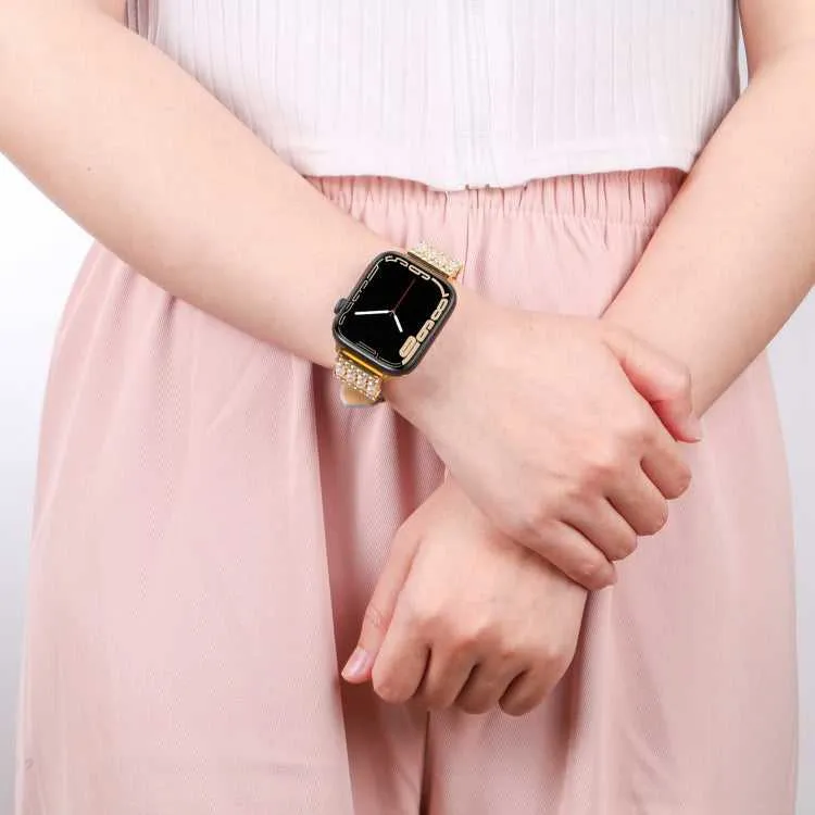 Leder Armband mit Strass für Apple Watch 7 | 6&SE&5&4 | 3&2&1