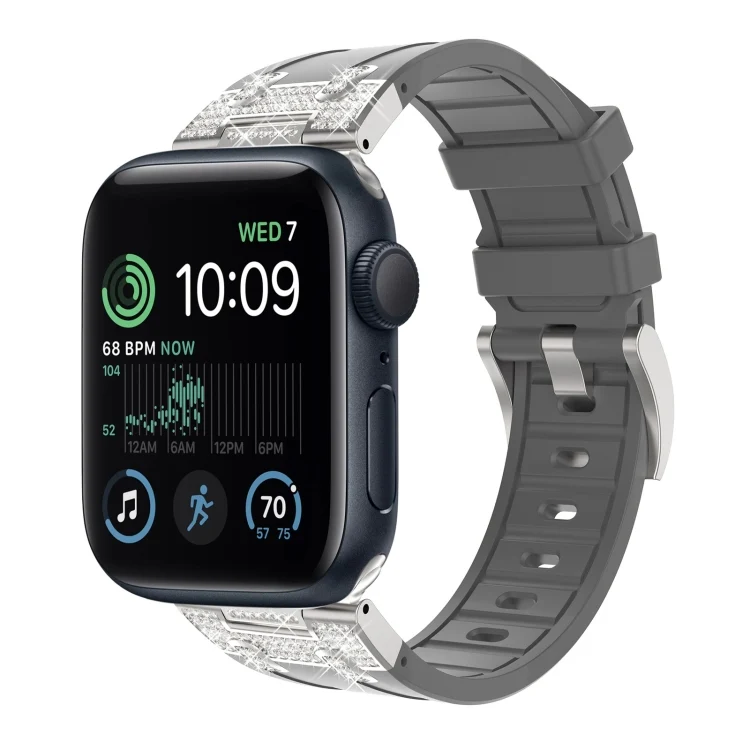 Silikon Armband mit Strass für Apple Watch SE 2022 44mm | 7 45mm | 6 44mm | 5 44mm | 4 44mm