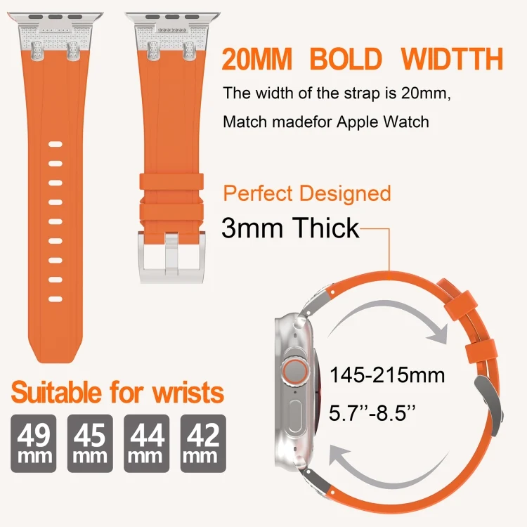 Silikon Armband mit Strass für Apple Watch SE 2023 44mm | Ultra 2 49mm | 9 45mm | Ultra 49mm | 8 45mm