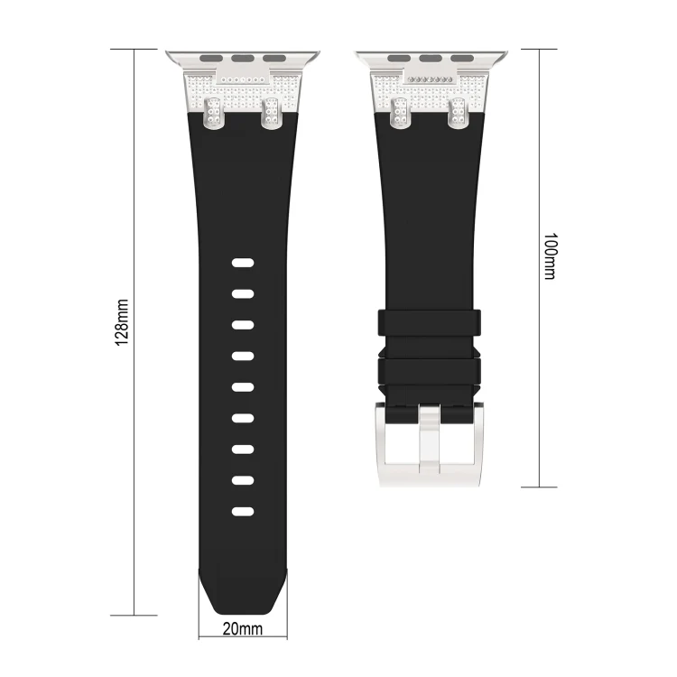 Silikon Armband mit Strass für Apple Watch SE 2023 44mm | Ultra 2 49mm | 9 45mm | Ultra 49mm | 8 45mm