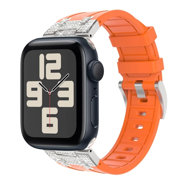 Silikon Armband mit Strass für Apple Watch SE 2023 44mm | Ultra 2 49mm | 9 45mm | Ultra 49mm | 8 45mm