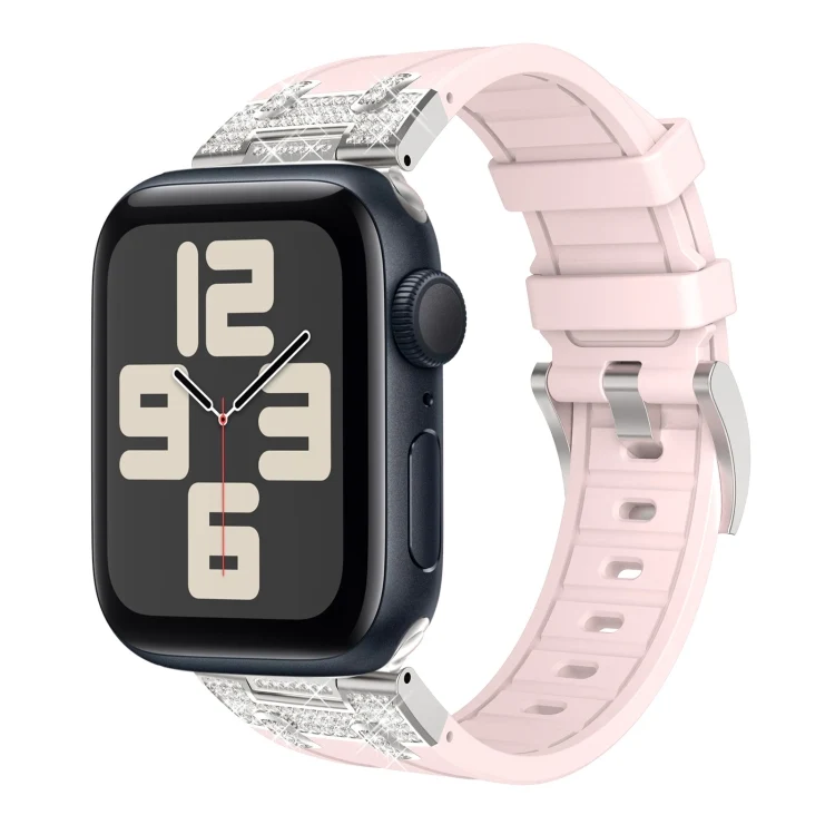Silikon Armband mit Strass für Apple Watch SE 2023 44mm | Ultra 2 49mm | 9 45mm | Ultra 49mm | 8 45mm