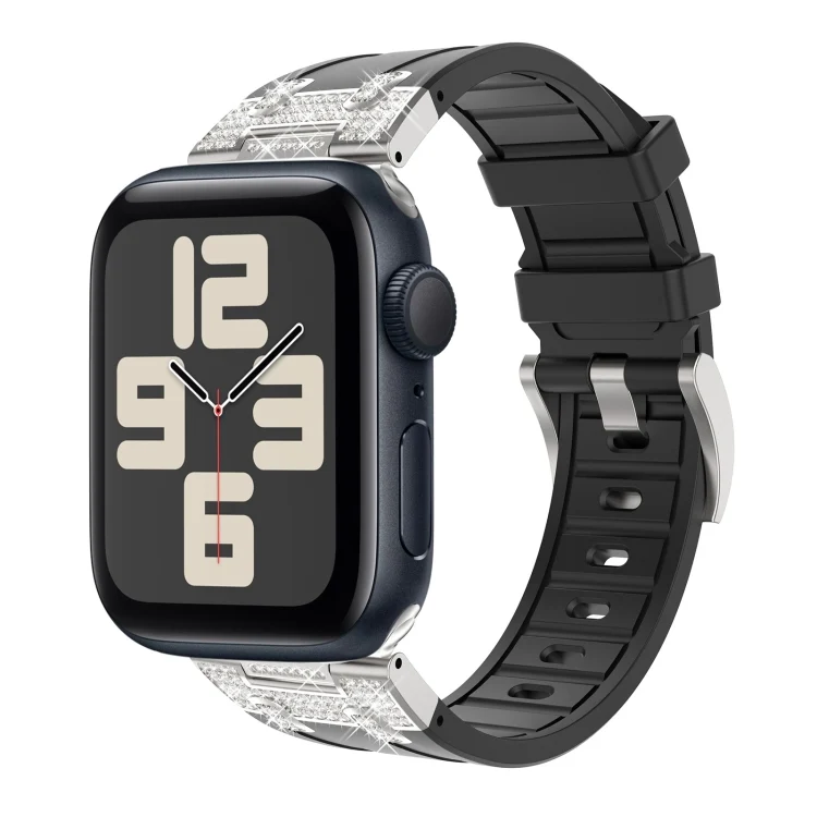 Silikon Armband mit Strass für Apple Watch SE 2023 44mm | Ultra 2 49mm | 9 45mm | Ultra 49mm | 8 45mm