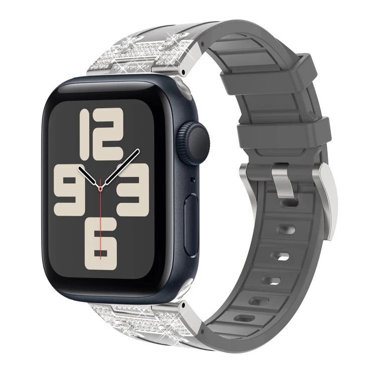 Silikon Armband mit Strass für Apple Watch SE 2023 44mm | Ultra 2 49mm | 9 45mm | Ultra 49mm | 8 45mm