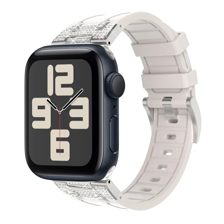 Silikon Armband mit Strass für Apple Watch SE 2023 44mm | Ultra 2 49mm | 9 45mm | Ultra 49mm | 8 45mm