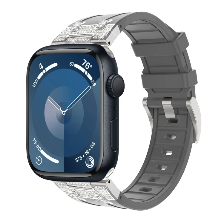 Silikon Armband mit Strass für Apple Watch SE 2023 44mm | Ultra 2 49mm | 9 45mm | Ultra 49mm | 8 45mm