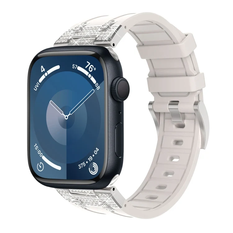 Silikon Armband mit Strass für Apple Watch SE 2023 44mm | Ultra 2 49mm | 9 45mm | Ultra 49mm | 8 45mm