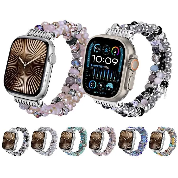 Damen Armband mit Strass Perlen für Apple Watch 38 mm- 49 mm