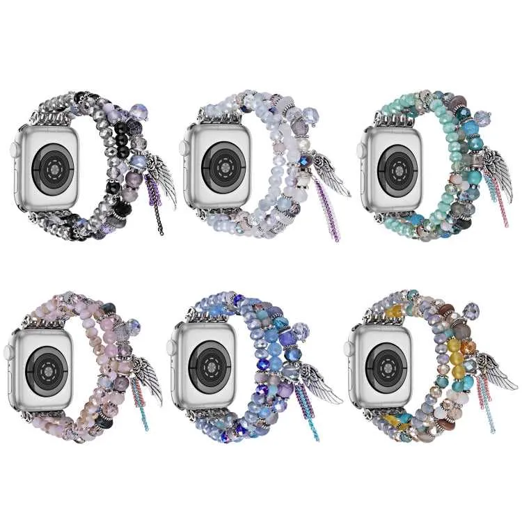 Damen Armband mit Strass Perlen für Apple Watch 38 mm- 49 mm