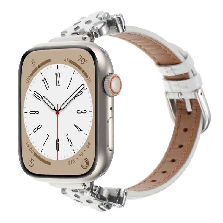 Leder Armband mit Leopardenkopf für Apple Watch 38 mm - 49 mm